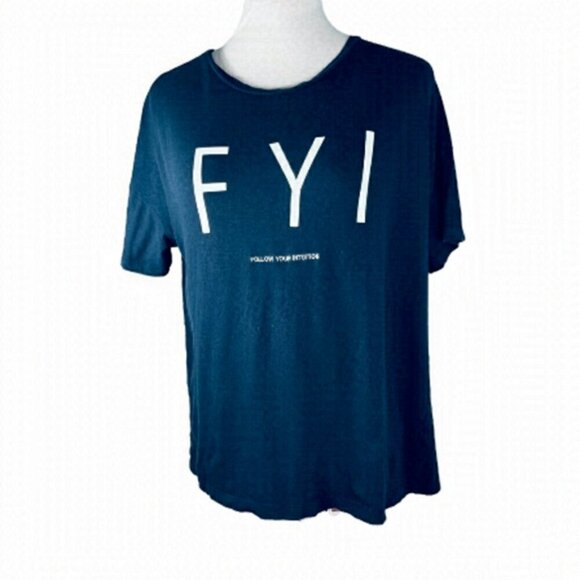 Mango Basics tee shirt scoop neck navy blue FYI  Follow Your Intuition size XS - Picture 1 of 8